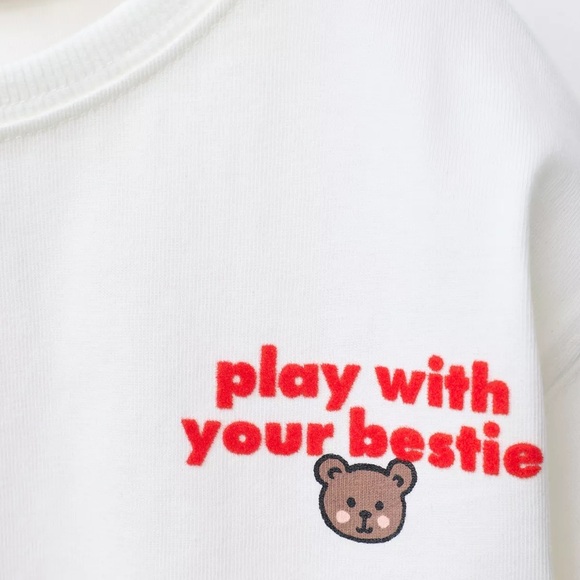 Zara Kids White Short Sleeve Tee with Red and Brown Print - Picture 2 of 4